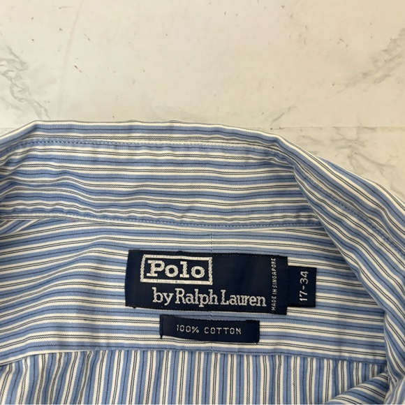 Polo Ralph Lauren Gingham Long Sleeve Button Down Shirt Mens 17-34 Blue - Picture 8 of 8
